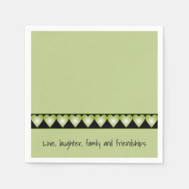 緑の小さなハートパターン スタンダードカクテルナプキン