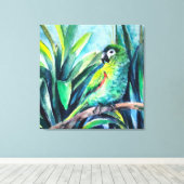 緑の小さなマカオ キャンバスプリント (インサイチュ (ウッドフロア))