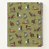 緑の小さなヤギ – ヤギの群れパターン ノートブック (裏面)