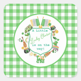 緑の小さなラッキーチャームベビーシャワー スクエアシール