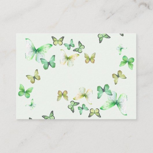 緑の小さな蝶の赤ちゃんシャワー エンクロージャーカード (裏面)