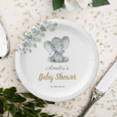 緑の小さな象の赤ちゃんシャワー ペーパープレート