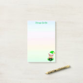 緑の小妖精や小人と金ゴールドコインのパステルカラーTo Doリスト ポストイット (デスク上)