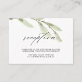 緑の小枝の水色のウェディングレセプション エンクロージャーカード (正面)