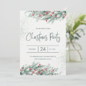 緑の小枝レッドホリーベリークリスマス 招待状 (スタンド正面)
