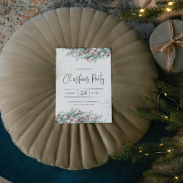 緑の小枝レッドホリーベリークリスマス 招待状