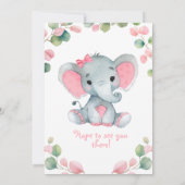 緑の少女エレファントベビーシャワーの招待 招待状 (裏面)