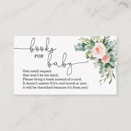 緑の少女ピンクの赤ちゃんシャワーベビー用の本 エンクロージャーカード (正面)