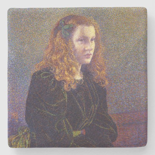 緑の少女(by Theo van Rysselberghe) ストーンコースター (正面)