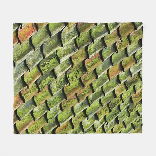 緑の屋根板のクローズアップ写真 フリースブランケット (正面(横))