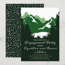 緑の山々と松の木のウェディングエンゲージパーティー 招待状