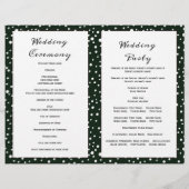 緑の山々と針葉樹の折り畳まれた結婚式プログラム (裏面)