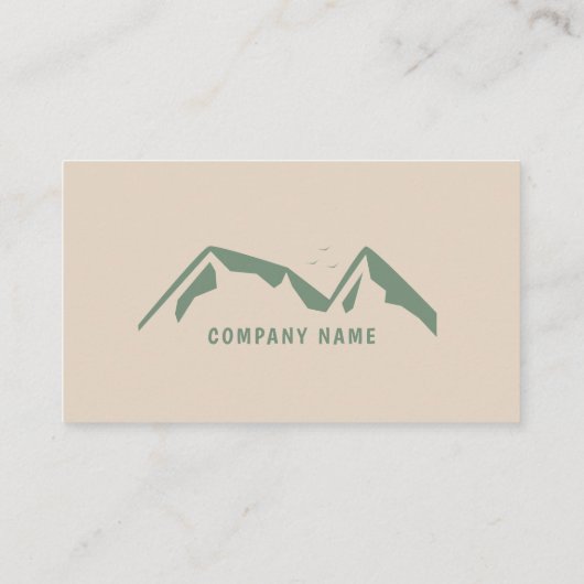 緑の山々を持つライトブラウンの名刺 名刺 (裏面)