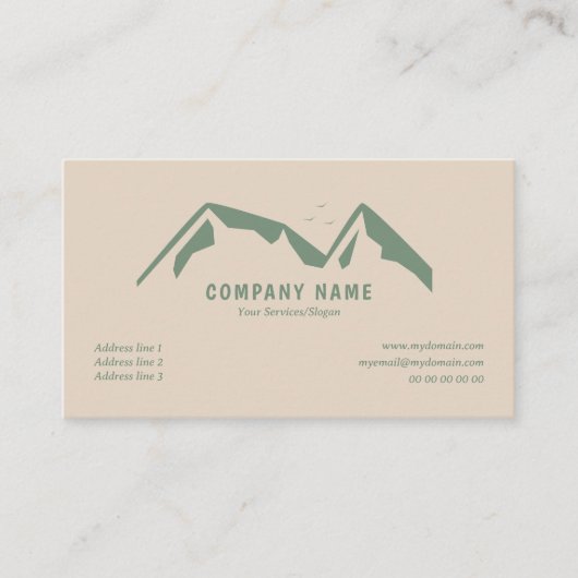 緑の山々を持つライトブラウンの名刺 名刺 (正面)