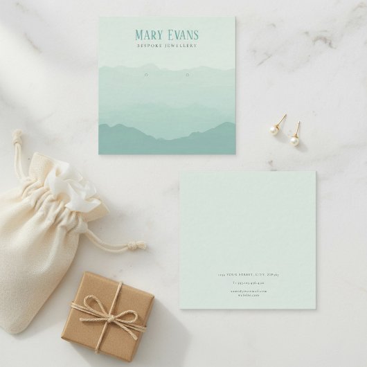緑の山のイヤリング正方形ディスプレイカード スクエア名刺