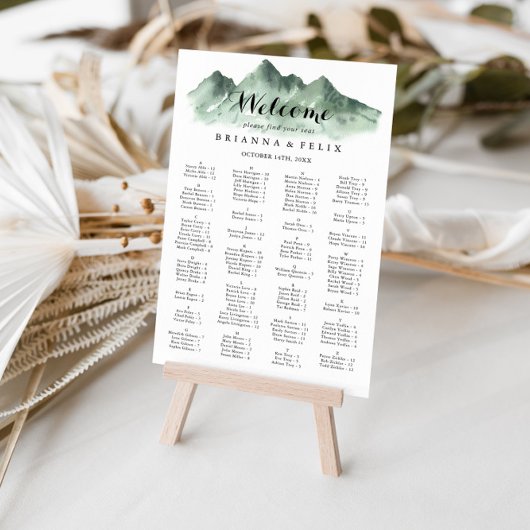 緑の山の国のアルファベットの座席表 ポスター