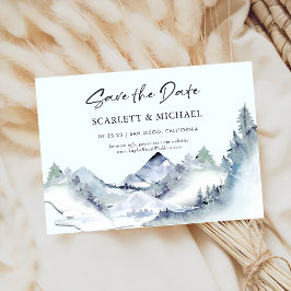 緑の山の水平保存日付 招待状