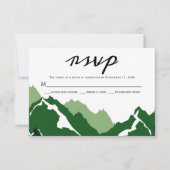 緑の山の結婚式RSVP応答カード 出欠カード (正面)