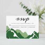 緑の山の結婚式RSVP応答カード 出欠カード (スタンド正面)