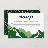 緑の山の結婚式RSVP応答カード 出欠カード (正面/裏面)