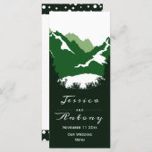 緑の山、針葉樹の結婚メニューカード メニュー (正面/裏面)