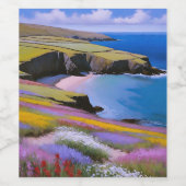 緑の崖とAzure Waves ワインラベル (シングルラベル)