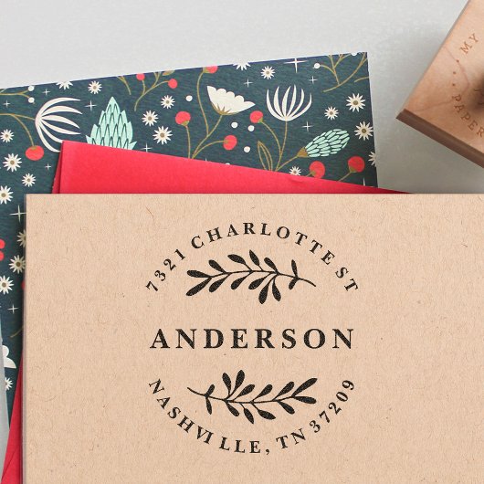 緑の差出人住所スタンプ ラバースタンプ