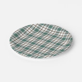 緑の市松模様に光タータンチェックパターン ペーパープレート (アングル)