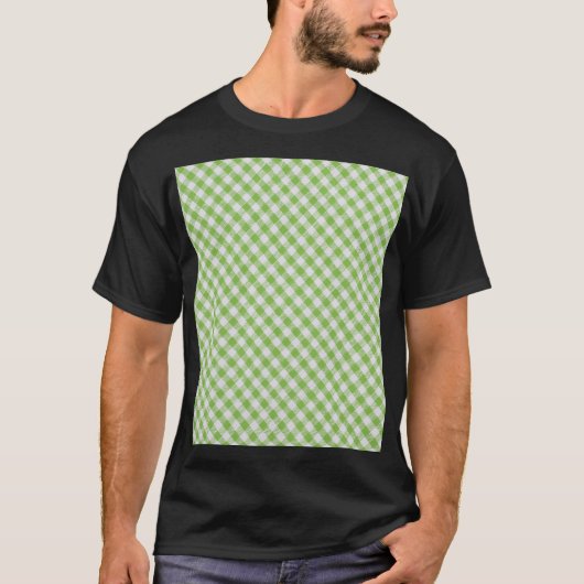 緑の市松模様に織物:クローズアップのテクスチャ。 Tシャツ (正面)