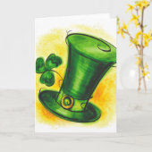 緑の帽子のグリーティングカード カード (黄色い花)