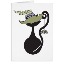 緑の帽子カードのWitchyの子猫