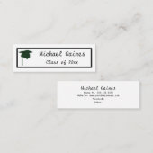 緑の帽子 – 卒業名カードを挿入 スキニー名刺 (正面/裏面)