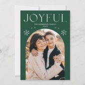 緑の幸せなスノーフレークのアーチ写真 シーズンカード (正面)