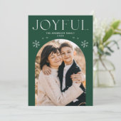 緑の幸せなスノーフレークのアーチ写真 シーズンカード (スタンド正面)