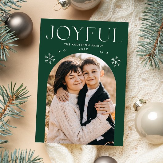 緑の幸せなスノーフレークのアーチ写真 シーズンカード