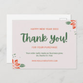 緑の幸せな新年をカスタマイズお客様ありがとうございます ポストカード (正面/裏面)