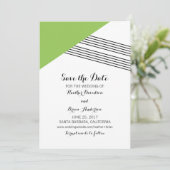 緑の幾何ストライプ招待状 セーブザデート (スタンド正面)