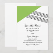 緑の幾何ストライプ招待状 セーブザデート (正面/裏面)
