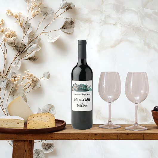 緑の幾何モダンデザインワインラベル ワインラベル