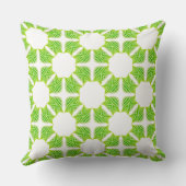 緑の幾何学模様の葉/花パターンのクッションカバー クッション (裏面)