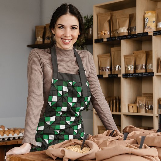 緑の幾何学模様 エプロン