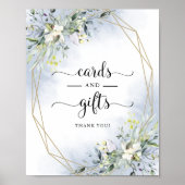 緑の幾何学的なカードとギフトのサイン ポスター (正面)