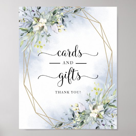 緑の幾何学的なカードとギフトのサイン ポスター (正面)