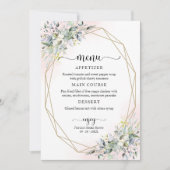 緑の幾何学的なピンクの赤面ブライダルシャワーメニュー 招待状 (正面)