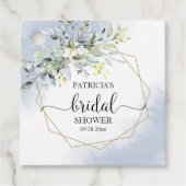 緑の幾何学的な埃っぽい青いブライダルシャワーの恩恵 フェイバータグ (正面)