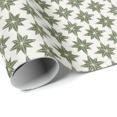 緑の幾何学的な尖ったモダン星 ラッピングペーパー (ロールコーナー)