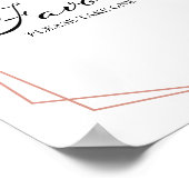 緑の幾何学的な白いフローラの好意サイン ポスター (角)