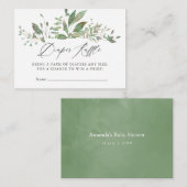 緑の幾何学的な赤ちゃんシャワーおむつラッフル エンクロージャーカード (正面/裏面)