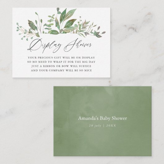 緑の幾何学的な赤ちゃんシャワー表示シャワー エンクロージャーカード (正面/裏面)