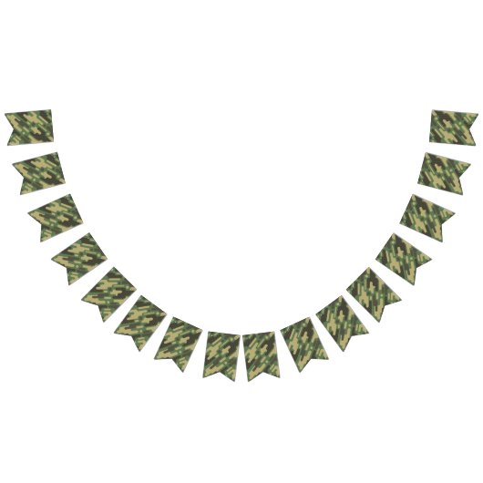 緑の幾何学的な迷彩迷彩柄 バンティングフラッグ (全)